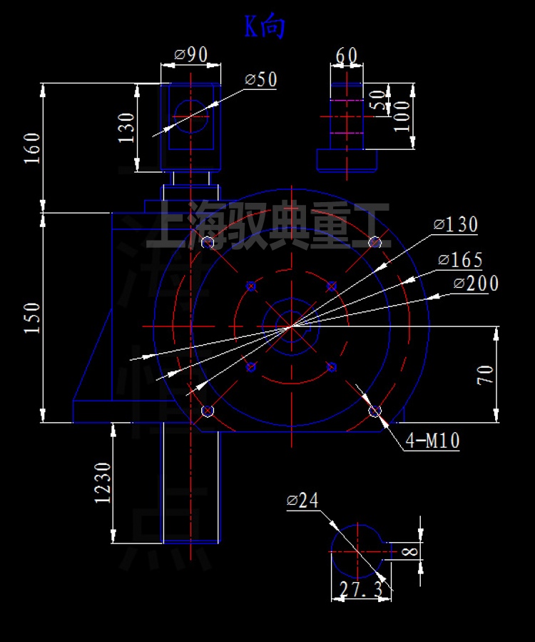 SWLD10T/15T絲桿升降機連接電機法蘭CAD圖